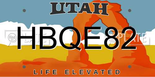 HBQE82 Utah License Plate