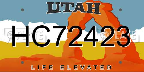 HC72423 Utah License Plate