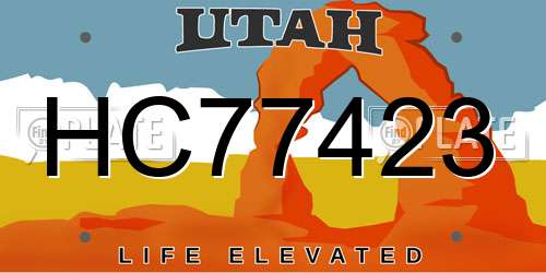 HC77423 Utah License Plate
