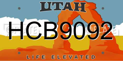 HCB9092 Utah License Plate