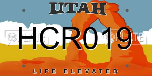 HCR019 Utah License Plate