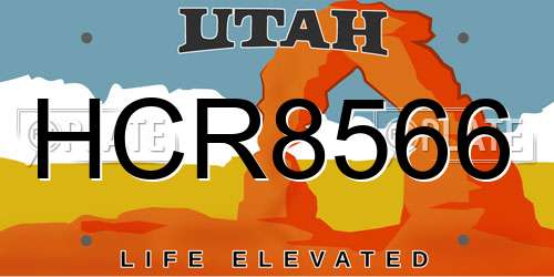 HCR8566 Utah License Plate