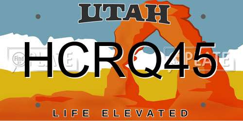 HCRQ45 Utah License Plate