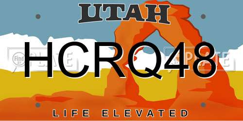 HCRQ48 Utah License Plate
