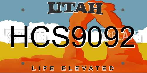 HCS9092 Utah License Plate