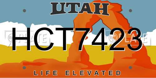 HCT7423 Utah License Plate
