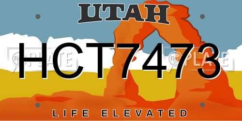 HCT7473 Utah License Plate