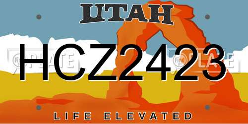 HCZ2423 Utah License Plate