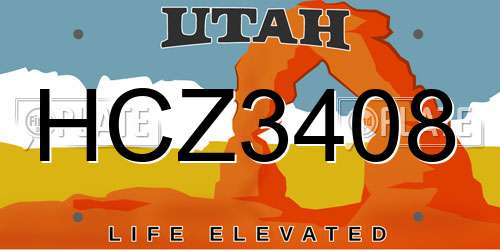 HCZ3408 Utah License Plate