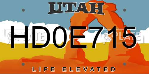 HD0E715 Utah License Plate