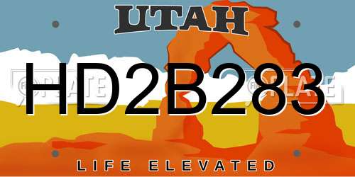 HD2B283 Utah License Plate