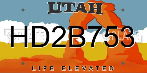 HD2B753 Utah License Plate
