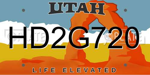 HD2G720 Utah License Plate