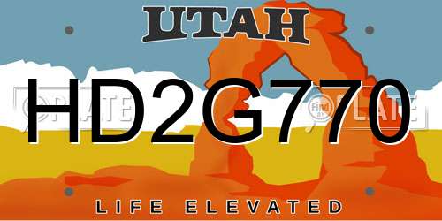 HD2G770 Utah License Plate
