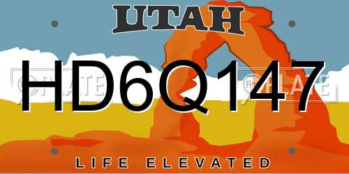 HD6Q147 Utah License Plate