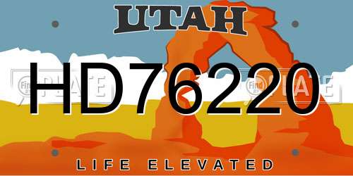 HD76220 Utah License Plate