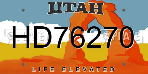 HD76270 Utah License Plate
