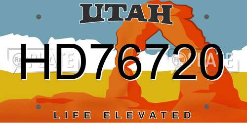 HD76720 Utah License Plate