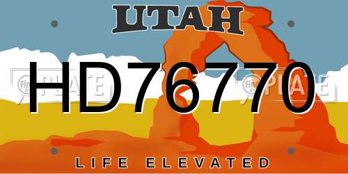 HD76770 Utah License Plate