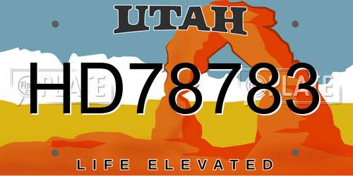 HD78783 Utah License Plate