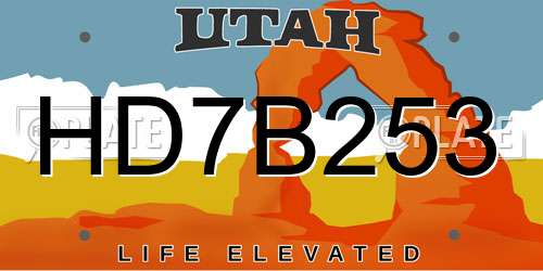 HD7B253 Utah License Plate