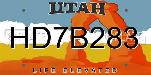 HD7B283 Utah License Plate