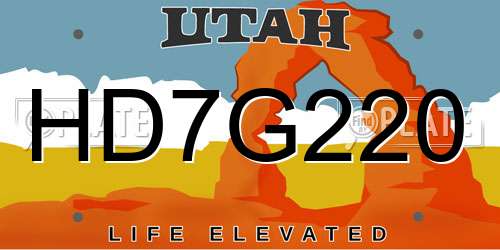 HD7G220 Utah License Plate
