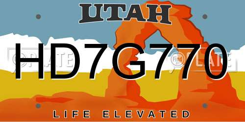 HD7G770 Utah License Plate