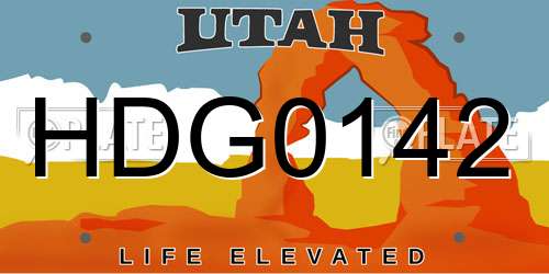 HDG0142 Utah License Plate