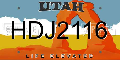 HDJ2116 Utah License Plate