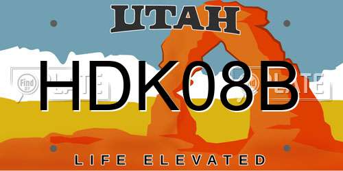 HDK08B Utah License Plate