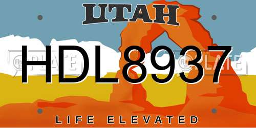HDL8937 Utah License Plate