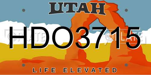 HDO3715 Utah License Plate
