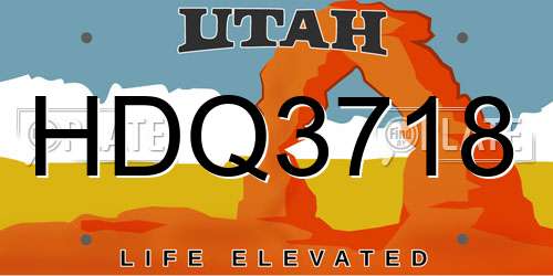 HDQ3718 Utah License Plate