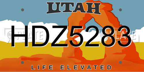 HDZ5283 Utah License Plate