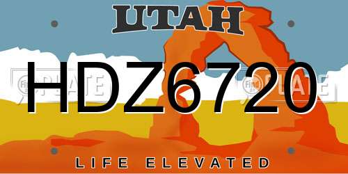 HDZ6720 Utah License Plate