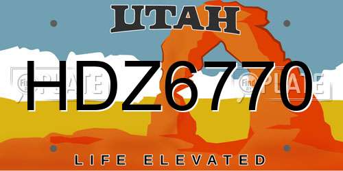 HDZ6770 Utah License Plate