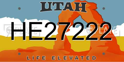 HE27222 Utah License Plate