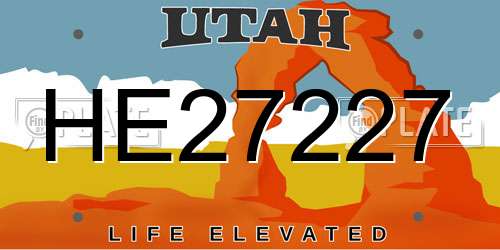 HE27227 Utah License Plate