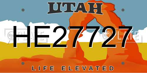HE27727 Utah License Plate