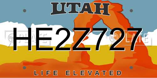 HE2Z727 Utah License Plate