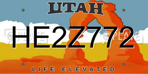 HE2Z772 Utah License Plate