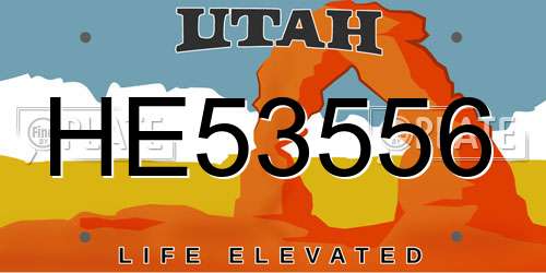 HE53556 Utah License Plate
