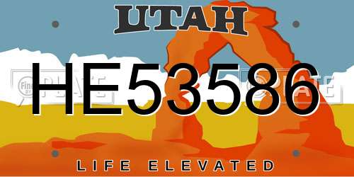HE53586 Utah License Plate
