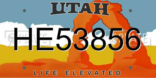 HE53856 Utah License Plate
