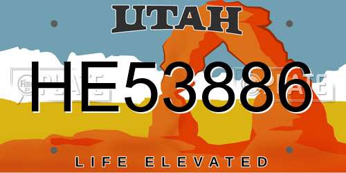 HE53886 Utah License Plate