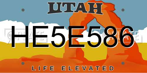 HE5E586 Utah License Plate