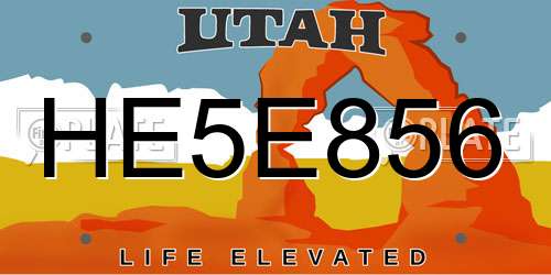 HE5E856 Utah License Plate