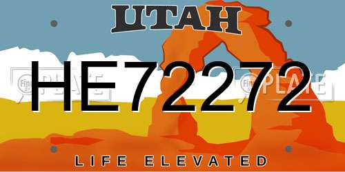 HE72272 Utah License Plate