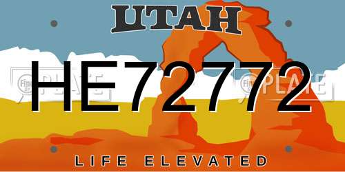 HE72772 Utah License Plate